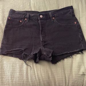 Black Distressed Levi’s 501 Shorts
